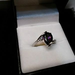 Mystic Gemstone Silver Ring size 8